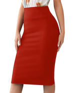 Sweet Hearts Women’s Basic Stretch Pencil Skirt- Regular & Plus Size- Below Knee Office Midi Bodycon Nylon Skirt Made in USA