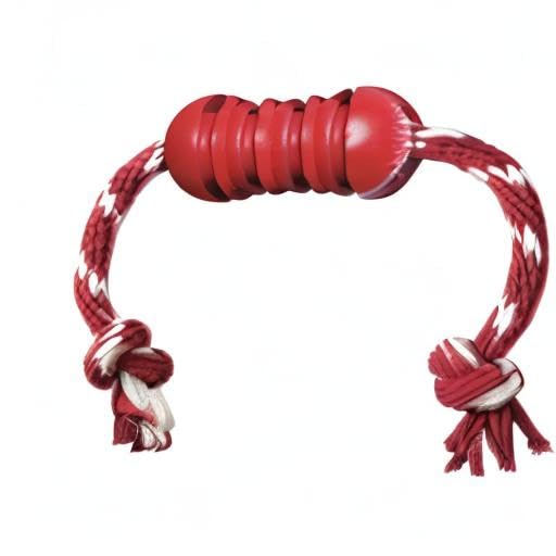 KONG Dental with Rope- for Dog Dental Care - Stuffable Chew Toy - Provides Chewing Outlet & Satisfies Instinctual Needs - Cleans Teeth & Gums - Made with Durable Natural Rubber - for Small Dogs