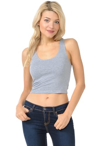 7Wins Women's Casual Solid Sleeveless Crop Top Basic Round Neck Tank Top