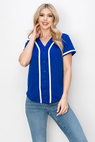 YURO-K Women's Solid Colors Baseball Jersey with Piping/Made in Los Angeles