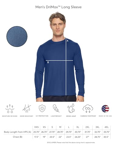 Expert Brand USA-Made Men's Drimax Long-Sleeve Active Shirt for Training Gym Hiking Workout