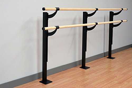 Vita Vibe - USA Made - Traditional Wood Double Adjustable Height Floor Mount Ballet Barre - Stretch/Dance Bar - 4 FT - 40 FT