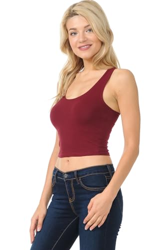 7Wins Women's Casual Solid Sleeveless Crop Top Basic Round Neck Tank Top