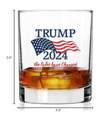 Trump 2024 The Rules Have Changed | 11 oz Bourbon Whiskey Rock Glass | Old Fashioned Whiskey Tasting Glasses For Men | Retirement Gifts For Men | Made In USA