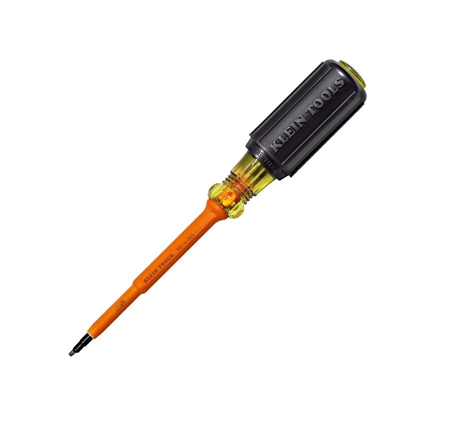Klein Tools 602-4-INS 1/4-Inch Cabinet Tip Insulated Screwdriver, 4-Inch, Made in USA