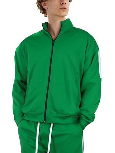 Hat and Beyond Mens Made in USA Premium Track Jacket & Pants Striped Sweatsuit Athletic Casual Essentials Gym