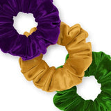 Velvet Scrunchies 3-Pack Gift Set Premium Plush Ponytail Holder Made in the USA Burgundy Forest Black