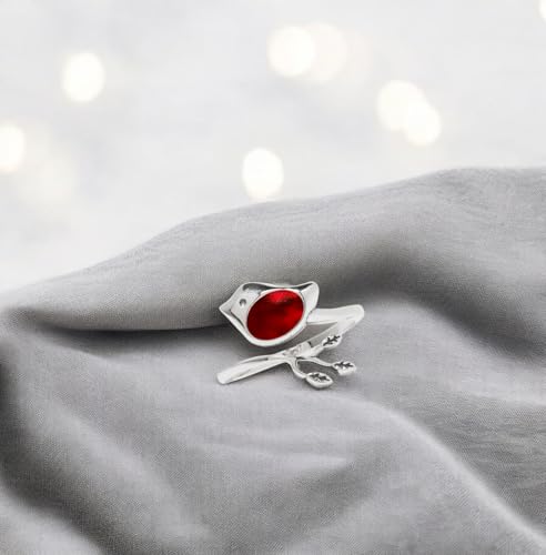 Bottled Up Designs Handmade Little Bird Ring, Recycled Antique Bottles, Sterling Silver, Eco Friendly, Made in USA, Birthday Gifts, Mothers Day, Women, Anniversary (Red Beer Bottle)
