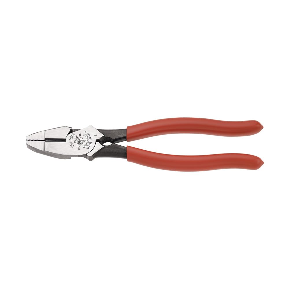 Klein Tools HD213-9NETH Lineman's Pliers, Made in USA, Oversized Heavy Duty, High Leverage Side Cutting Pliers, 9-Inch