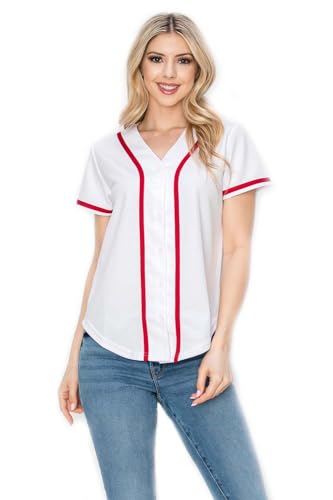 YURO-K Women's Solid Colors Baseball Jersey with Piping/Made in Los Angeles