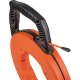 Klein Tools 56383 Non-Conductive 100-Foot Electrical Fish Tape, Multi-Groove Fiberglass Wire Puller with Nylon Tip, Optimized Housing and Handle