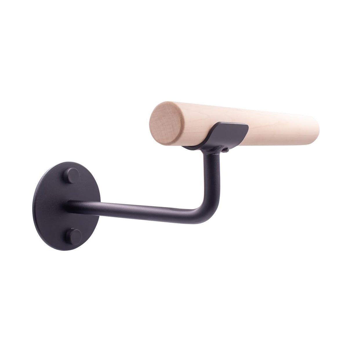 Vita Vibe Plie – Open Saddle Wood Single Bar Wall Mount Ballet Barres System (Black, 4 FT)