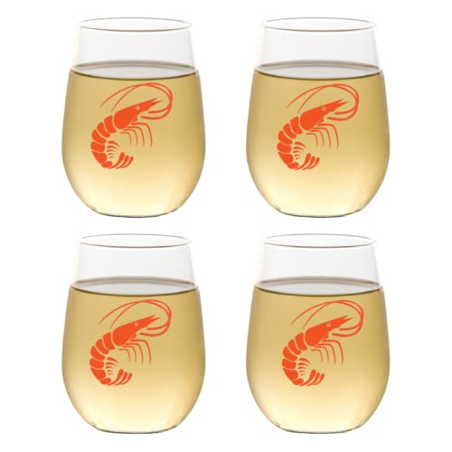 Set of 4 Shatterproof Designer 16 oz Plastic Wine Glasses MADE in the USA (CHRISTMAS)