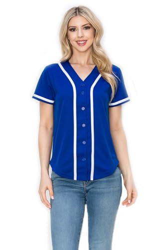 YURO-K Women's Solid Colors Baseball Jersey with Piping/Made in Los Angeles