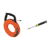 Klein Tools 56383 Non-Conductive 100-Foot Electrical Fish Tape, Multi-Groove Fiberglass Wire Puller with Nylon Tip, Optimized Housing and Handle