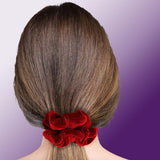 Velvet Scrunchies 3-Pack Gift Set Premium Plush Ponytail Holder Made in the USA Burgundy Forest Black