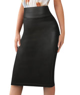 Sweet Hearts Women’s Basic Stretch Pencil Skirt- Regular & Plus Size- Below Knee Office Midi Bodycon Nylon Skirt Made in USA