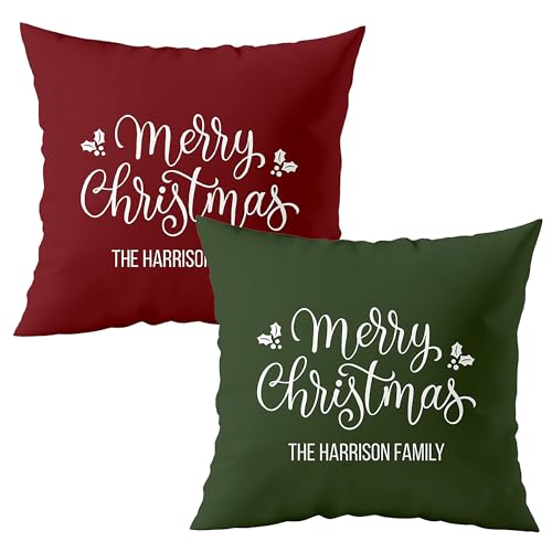 Fabric Textile Products Custom Pillow - USA Made - Christmas Throw Pillows - Personalized Pillows - Christmas Pillow - Personalized Gift - Grandparent & Couples Gifts - Holiday Decor (16"x16")