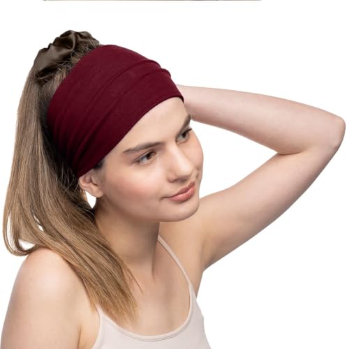 Women's Cotton Headbands Sweatbands 5" Wide Sports Fitness Yoga Fashion Made in USA