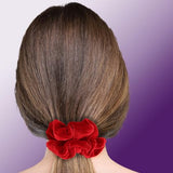 Velvet Scrunchies 3-Pack Gift Set Premium Plush Ponytail Holder Made in the USA Burgundy Forest Black