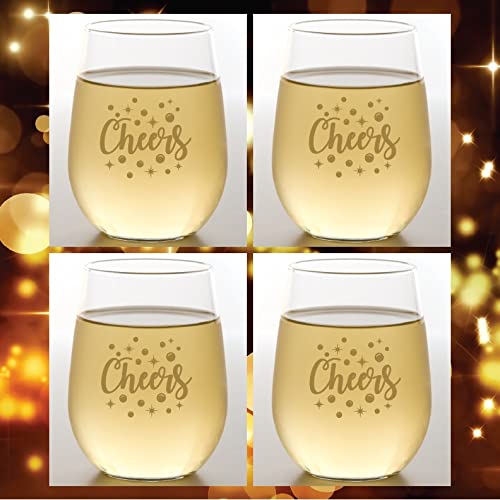 Set of 4 Shatterproof Designer 16 oz Plastic Wine Glasses MADE in the USA (CHRISTMAS)