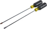Klein Tools 85072 Long Blade Slotted and Phillips Screwdriver Set with Heat Treated Shafts and Cushioned Grips, Made in USA, 2-Piece