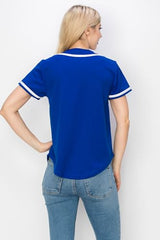 YURO-K Women's Solid Colors Baseball Jersey with Piping/Made in Los Angeles