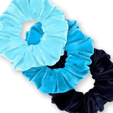 Velvet Scrunchies 3-Pack Gift Set Premium Plush Ponytail Holder Made in the USA Burgundy Forest Black