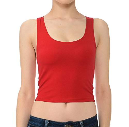 7Wins Women's Casual Solid Sleeveless Crop Top Basic Round Neck Tank Top