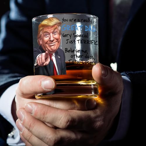 Funny Novelty Glass for Dad - Donald Trump Father's Day Beer, Whiskey, or Can Glass Gift, Funny Father’s Day Gift for Husband, Father, or Stepfather - Trump Stuff Maga Merch (101-15193-D, PINT)