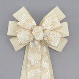 Ivory Gold Branches Christmas Wreath Bow - Package Perfect Bows Made in USA