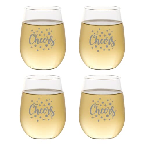 Set of 4 Shatterproof Designer 16 oz Plastic Wine Glasses MADE in the USA (CHRISTMAS)