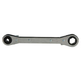 Klein Tools 68310 Ratcheting Refrigeration Wrench, Made in USA, Reversible Wrench with 3/16 and 5/16-Inch Square and 1/4 and 3/8-Inch Square Sizes