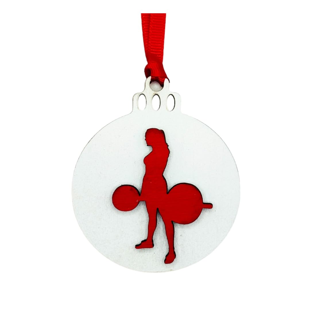 Weightlifting Christmas Tree Ornament 4 Piece Set, Includes 4 Different Wooden Weightlifting Style Ornaments, Weightlifting Gift, Fitness Ornament (All Male Lifter 4 Pack)