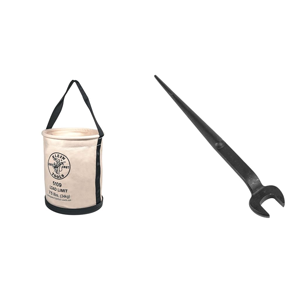 Klein Tools 5109 Canvas Bucket, Wide-Opening Straight-Wall Tool Bucket is Made of No. 6 Canvas with Black Molded Bottom, 75-Pound Load Rated