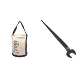 Klein Tools 5109 Canvas Bucket, Wide-Opening Straight-Wall Tool Bucket is Made of No. 6 Canvas with Black Molded Bottom, 75-Pound Load Rated