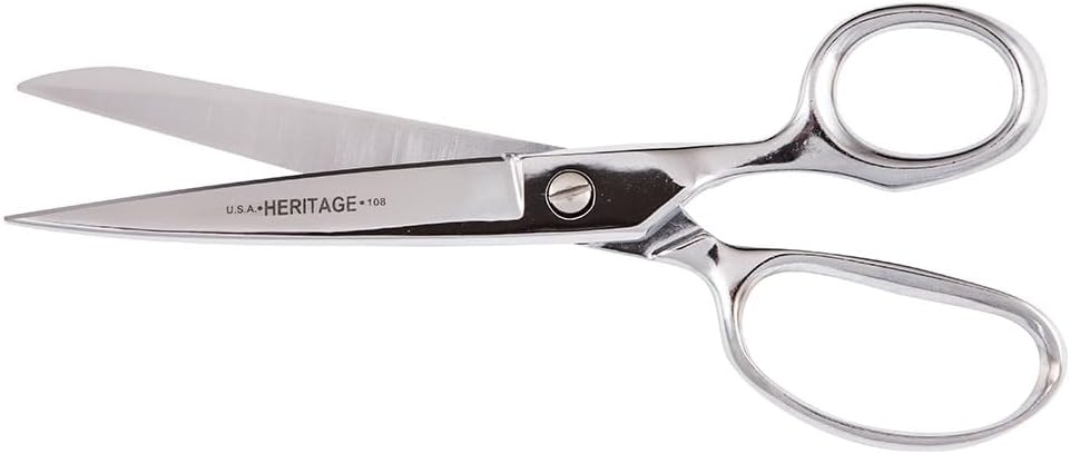 Klein Tools G108 Scissors, Made in USA, Straight Trimmer for Cutting Fine Fabrics to Heavier Material, 8-1/4-Inch