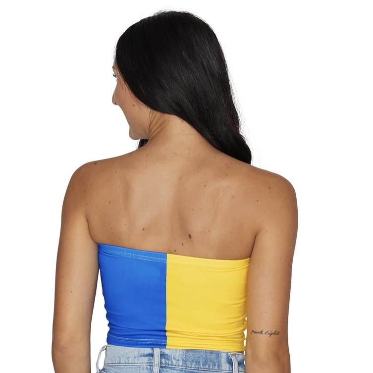Lojobands Women's Tailgate Outfit College Two Tone Color Block Tube Top Made in USA One Size Fits Most