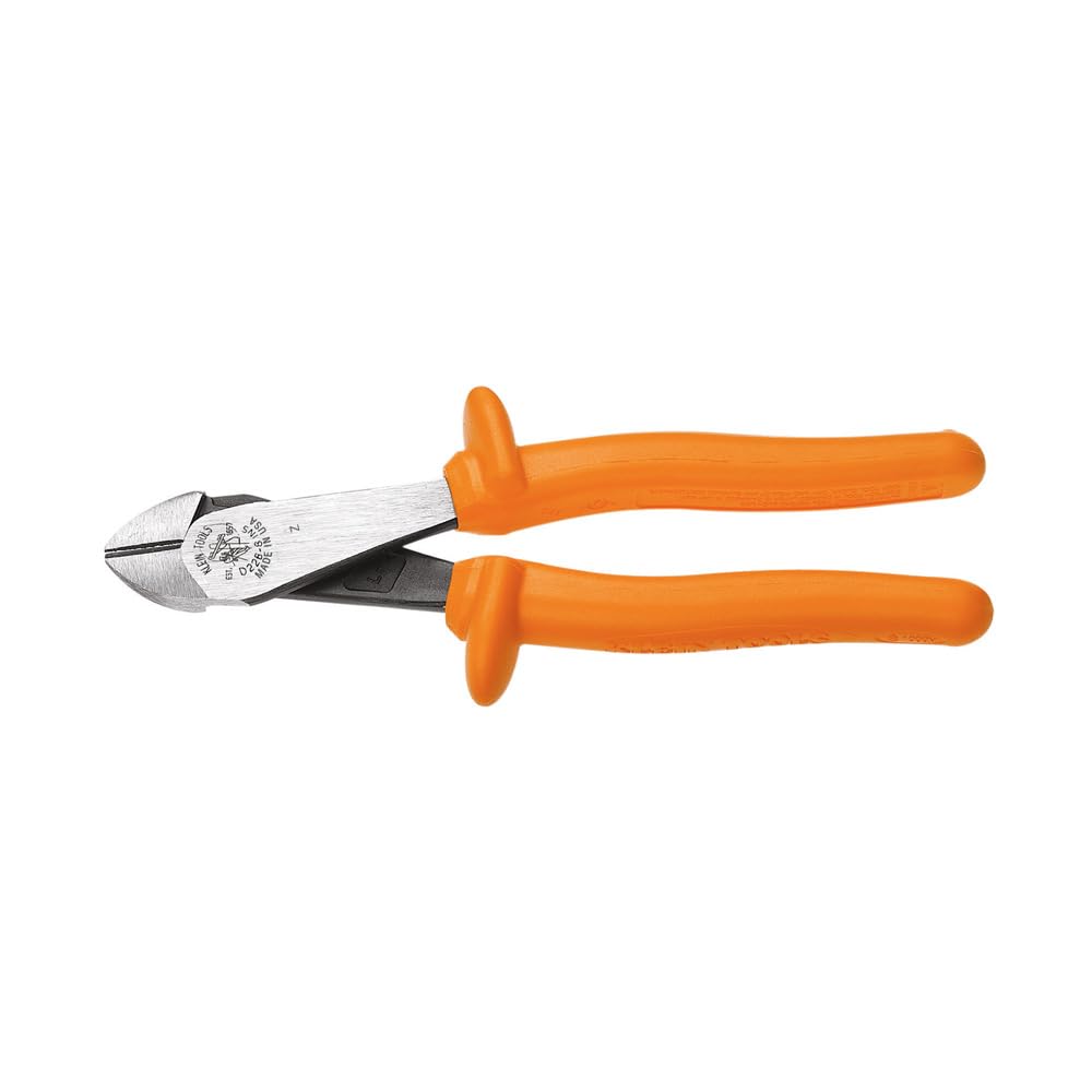 Klein Tools D228-8-INS Pliers, Made in USA, Insulated Diagonal Cutting Pliers with 1000V Rated Dual-Layer Grips and High-Leverage Design, 8-Inch