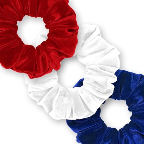 Velvet Scrunchies 3-Pack Gift Set Premium Plush Ponytail Holder Made in the USA Burgundy Forest Black