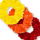 Velvet Scrunchies 3-Pack Gift Set Premium Plush Ponytail Holder Made in the USA Burgundy Forest Black