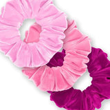 Velvet Scrunchies 3-Pack Gift Set Premium Plush Ponytail Holder Made in the USA Burgundy Forest Black
