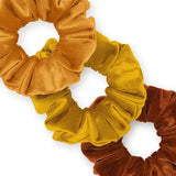 Velvet Scrunchies 3-Pack Gift Set Premium Plush Ponytail Holder Made in the USA Burgundy Forest Black