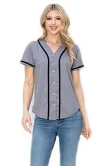 YURO-K Women's Solid Colors Baseball Jersey with Piping/Made in Los Angeles