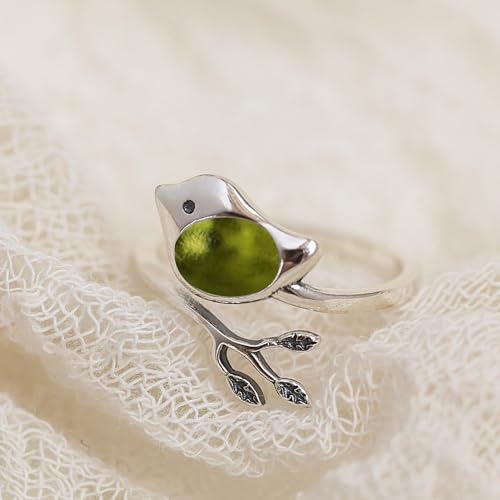 Bottled Up Designs Handmade Little Bird Ring, Recycled Antique Bottles, Sterling Silver, Eco Friendly, Made in USA, Birthday Gifts, Mothers Day, Women, Anniversary (Red Beer Bottle)