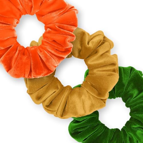 Velvet Scrunchies 3-Pack Gift Set Premium Plush Ponytail Holder Made in the USA Burgundy Forest Black
