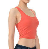 7Wins Women's Casual Solid Sleeveless Crop Top Basic Round Neck Tank Top