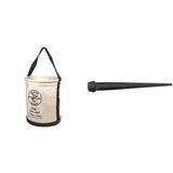 Klein Tools 5109 Canvas Bucket, Wide-Opening Straight-Wall Tool Bucket is Made of No. 6 Canvas with Black Molded Bottom, 75-Pound Load Rated