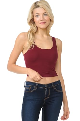 7Wins Women's Casual Solid Sleeveless Crop Top Basic Round Neck Tank Top