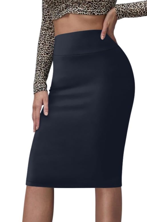 Sweet Hearts Pencil Skirt for Women - XS-XL - Below Knee Office Midi Bodycon Stretch Basic Skirt Made in USA